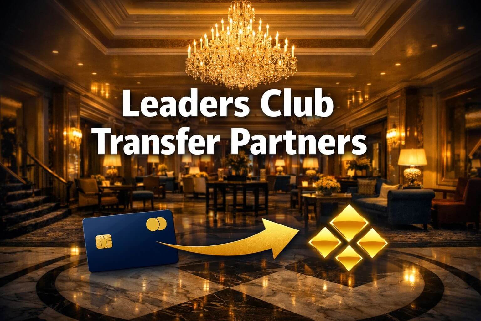 Leaders Club Transfer Partners Professional landscape format (1536x1024) hero image featuring bold text overlay 'Leaders Club Transfer Partners' in extra large 72pt white