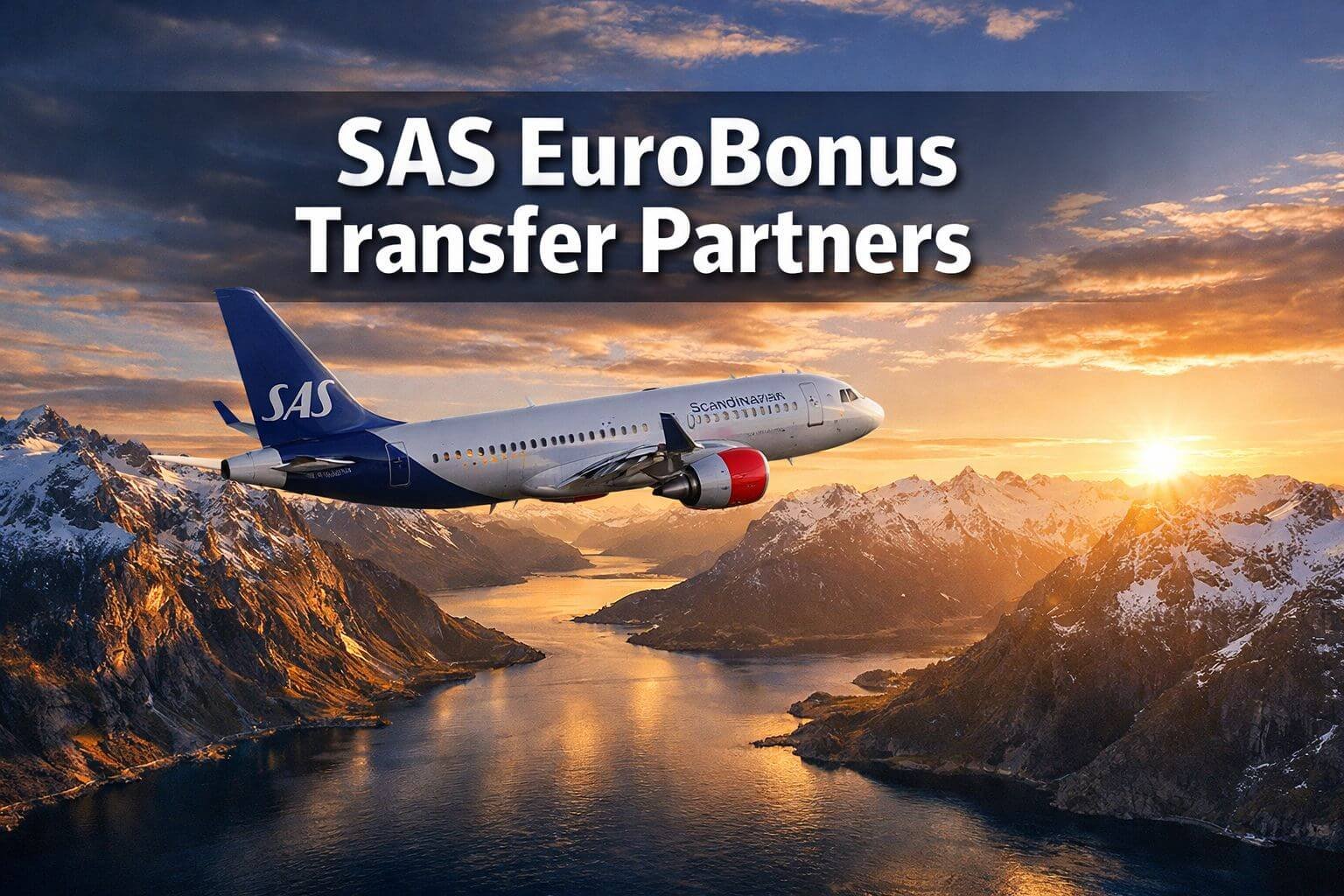 Professional () hero image with 'SAS EuroBonus Transfer Partners' in extra large white with deep effect, centered