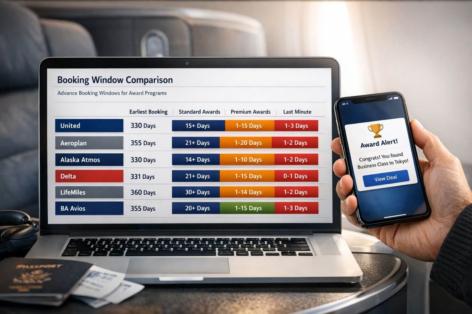 Booking window comparison for airlines
