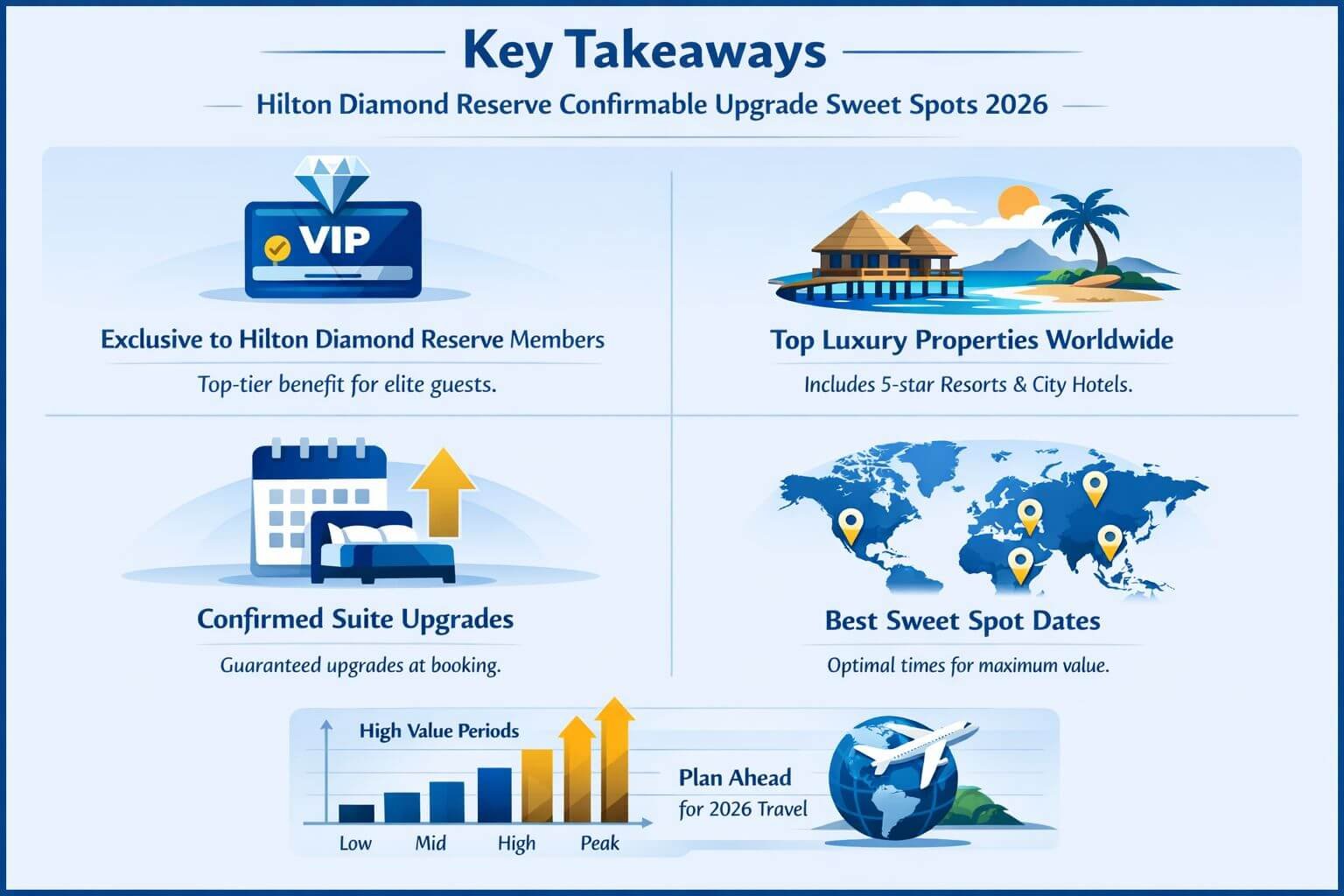 Professional landscape infographic () for article "Hilton Diamond Reserve Confirmable Upgrade Sweet Spots 2026", section: