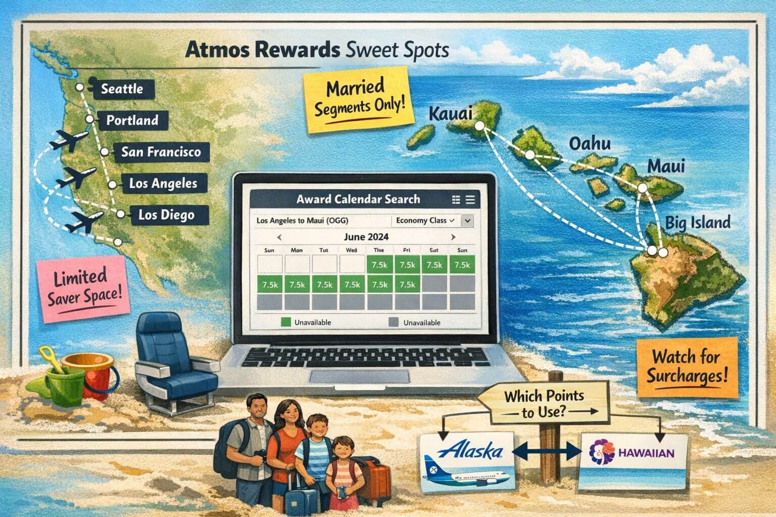 Content image 2: practical travel planning visual for Hawaii, short-haul, and real-world booking friction within Atmos