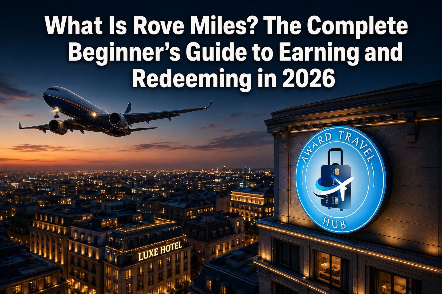 Professional () hero image with : 'What Is Rove Miles? The Complete Beginner's Guide to Earning and Redeeming in 2026' in