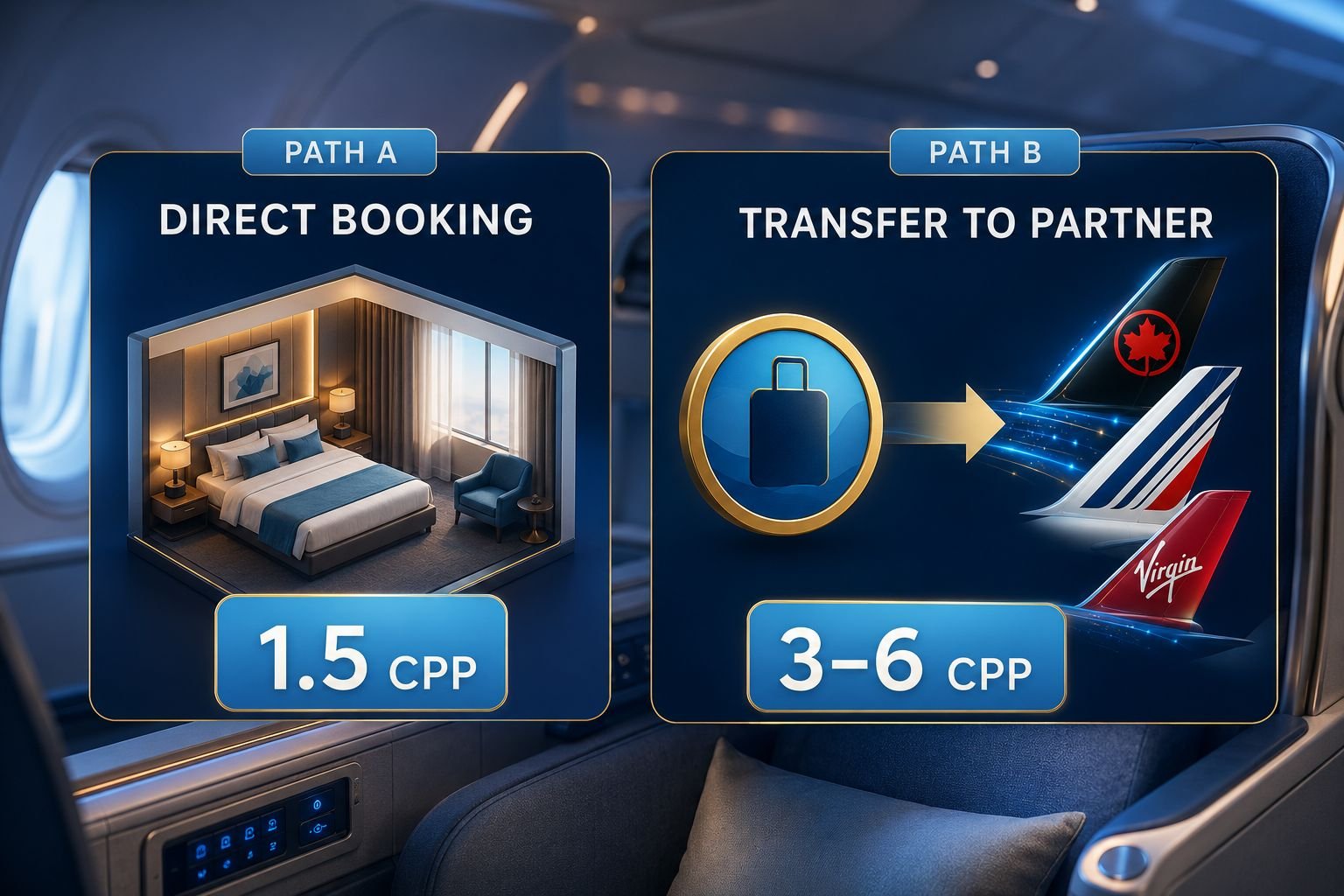 () editorial-style comparison diagram showing two redemption pathways side by side: Path A labeled 'Direct Booking' shows a