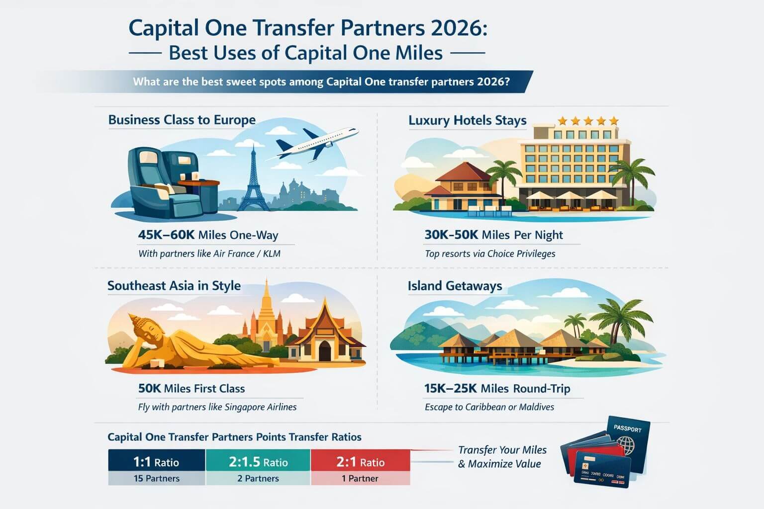 Capital One Transfer Partners: Best Uses of Capital One Miles Professional landscape infographic () for article "Capital One transfer partners 2026: Best uses of Capital One miles",