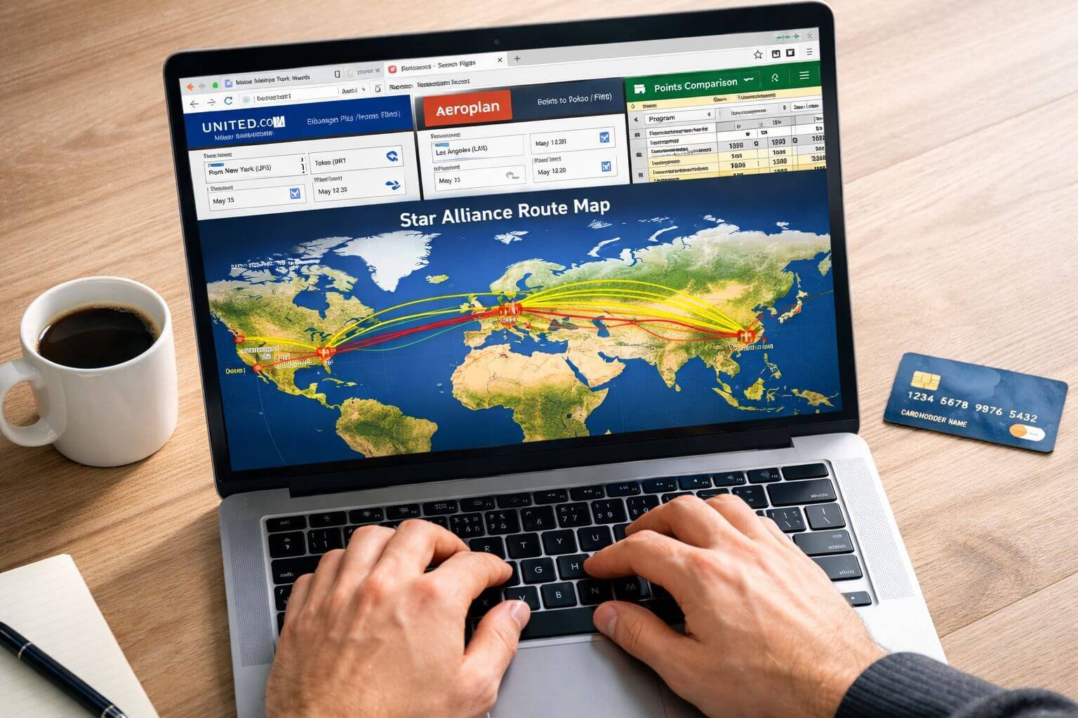 Detailed () image depicting a person's hands on a laptop keyboard with multiple browser tabs open showing award search tools