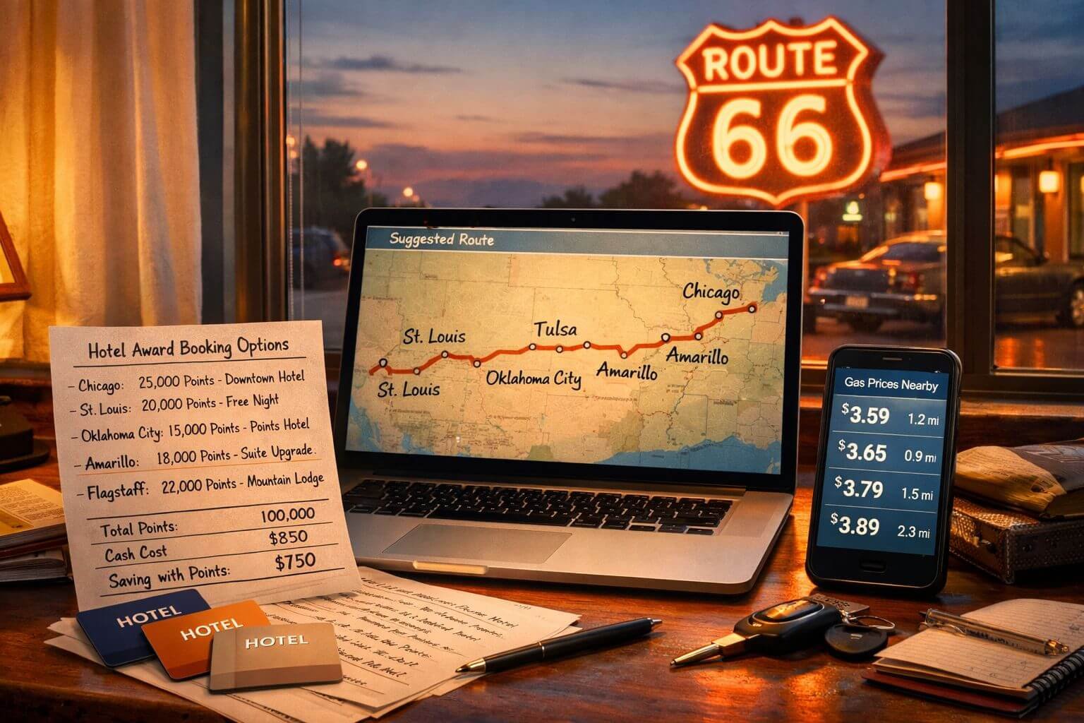 Suggested Route Segments and Where Hotel Points Help Most