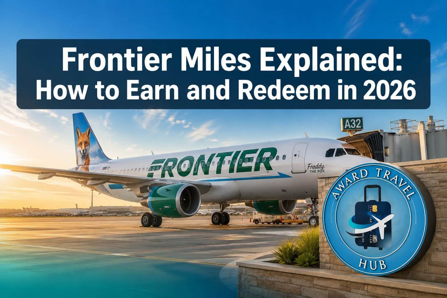 Professional () hero image with 'Frontier Miles Explained: How to Earn and Redeem in 2026' in extra large white with dark