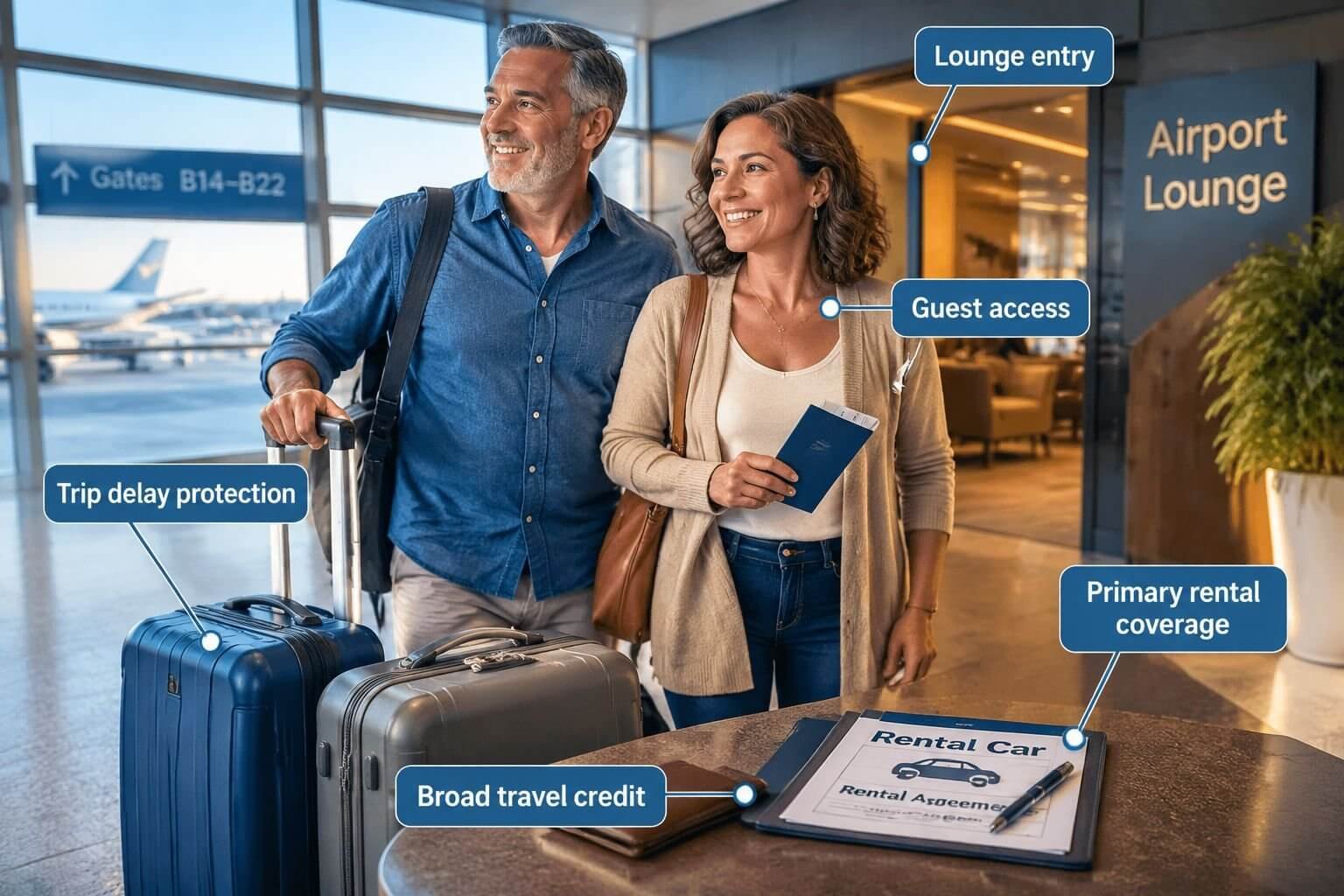 Benefits Worth Real Money: Lounge Access, Travel Credits, and Primary Rental Coverage