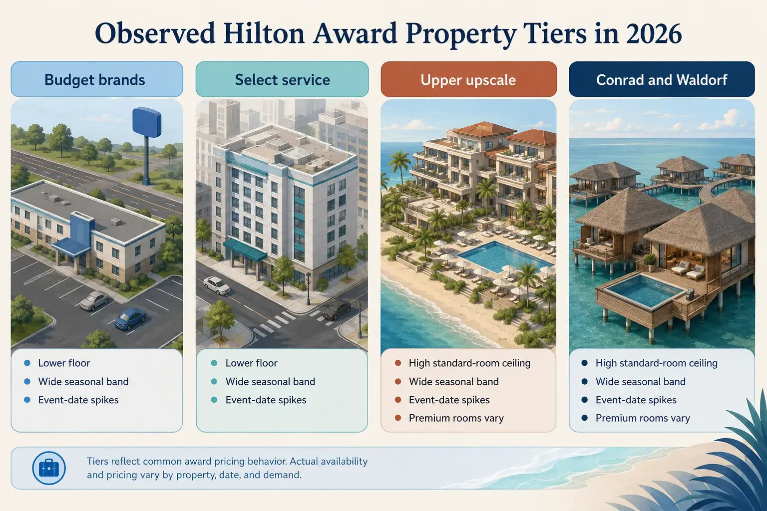 Hilton Award Nights in 2026: Dynamic Pricing Bands, 5th Night Free, and Where Value Still Hides The Pricing Bands You Will Actually See by Property Tier